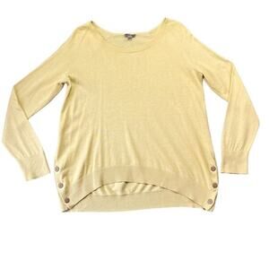 J.Jill Endive Sweater Womens Small Yellow Silk  Button Detail